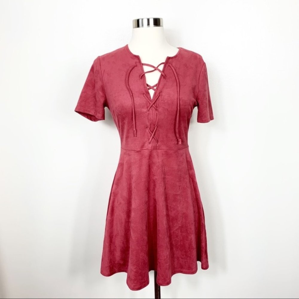 Soft Suede Lace Up Dress